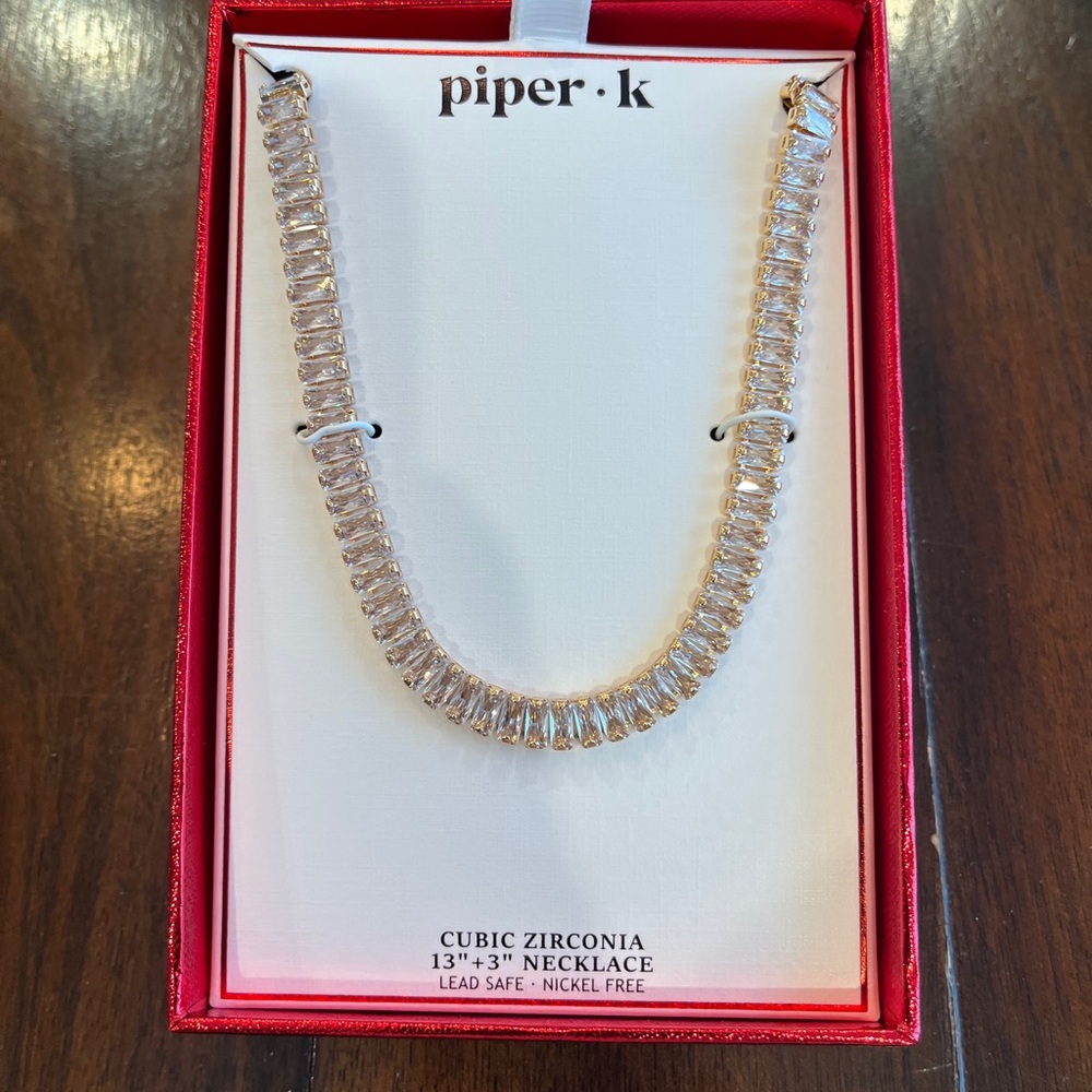 Piper K Gold Cubic Zirconia Sparkling Necklace